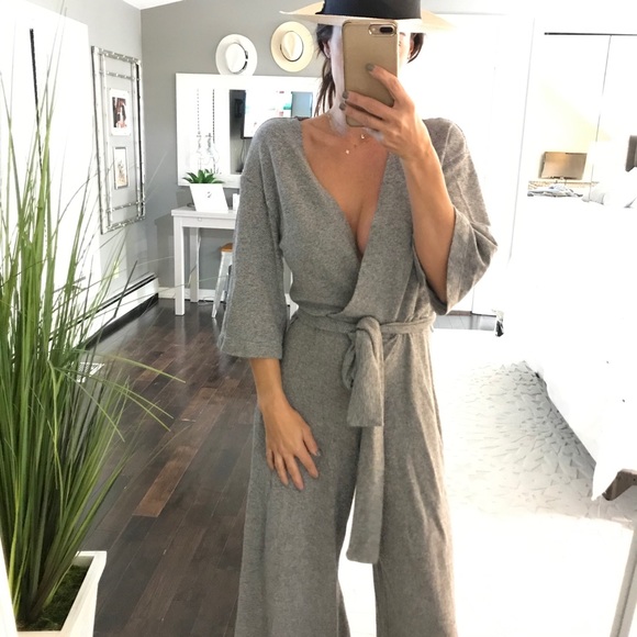 Zara gray ultra soft lounge wide leg jumpsuit SM - Picture 2 of 7